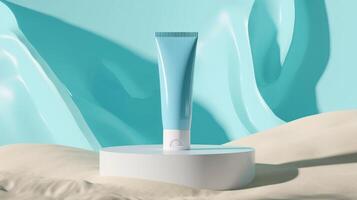 AI generated summer winthout brand sunscreen tube ad banner photo