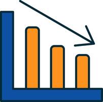 Line chart Line Filled Two Colors Icon vector