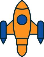 Space Ship Launch Line Filled Two Colors Icon vector