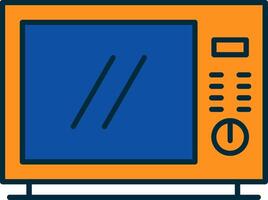 Microwave Line Filled Two Colors Icon vector