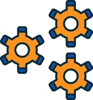 Gears Line Filled Two Colors Icon vector