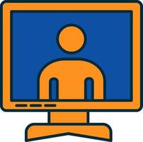 Online Meeting Line Filled Two Colors Icon vector