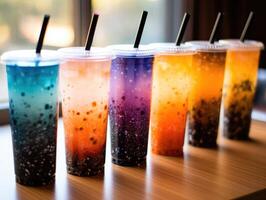 AI generated milky way and bubble tea review stok ka b photo