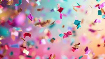 AI generated Colorful confetti rains down, adding excitement to the celebratory occasion with copy space photo