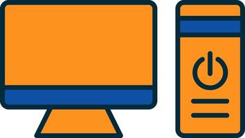 Computer Line Filled Two Colors Icon vector