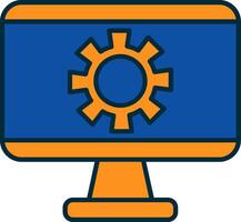 Monitor Screen Line Filled Two Colors Icon vector