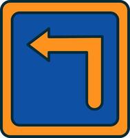 Turn Left Line Filled Two Colors Icon vector