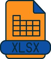 xlsx línea lleno dos colores icono vector