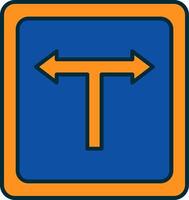 T Junction Line Filled Two Colors Icon vector