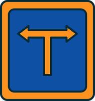 T Junction Line Filled Two Colors Icon vector