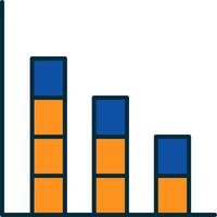 Bar Graph Line Filled Two Colors Icon vector