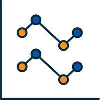 Line Chart Line Filled Two Colors Icon vector