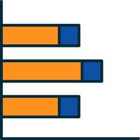 Bar Chart Line Filled Two Colors Icon vector