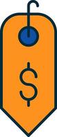 Dollar Sign Line Filled Two Colors Icon vector