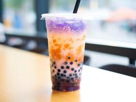 AI generated milky way and bubble tea review stok ka b photo