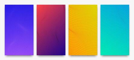 Set of halftone gradient backgrounds with dots vector