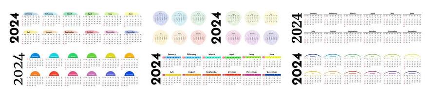 Calendar for 2024 isolated on a white background vector