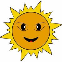 vector illustration of the sun with a smiling expression on a white background. flat style.