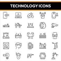 technology icons, technology line icons vector