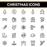 Navidad iconos, Navidad icono embalar, Navidad línea íconos vector