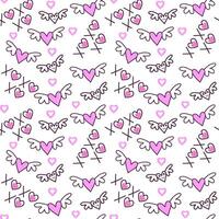 Seamless pattern Valentines day with doodle style  wings vector