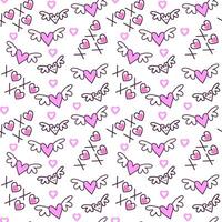 Seamless pattern Valentines day with doodle style  wings vector