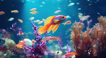 AI generated yellow fish swimming photo