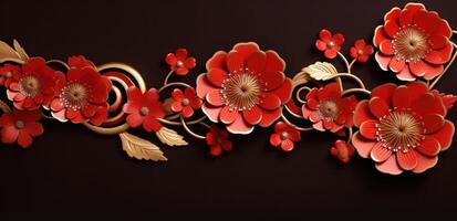 AI generated red and gold flower photo