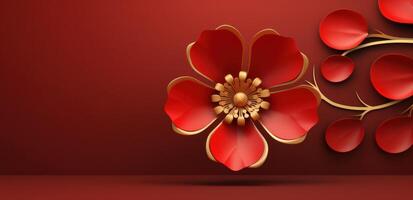 AI generated red and gold flower photo