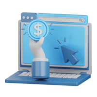 3d renderen betalen per Klik geïsoleerd nuttig voor digitaal marketing, advertentie, technologie, seo, website, internetten, optimalisatie, online, netwerk en andere png