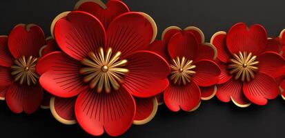 AI generated red and gold flower photo