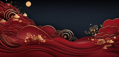 AI generated chinese new year background with flowers photo