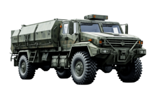 ai generiert Militär- LKW isoliert auf ein Weiß transparent Hintergrund png