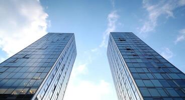 AI generated looking at two tall buildings sky photo