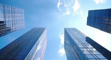 AI generated looking at two tall buildings sky photo