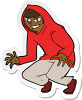 Aufkleber eines schelmischen Cartoon-Jungen im Kapuzentop png