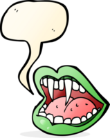 boca de vampiro de dibujos animados con burbujas de discurso png