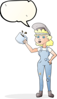 speech bubble cartoon woman in dungarees png