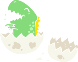 flat color style cartoon dinosaur hatching from egg png