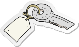 sticker of a cartoon key with tag png