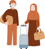 musulmano famiglia Mudik in viaggio per celebrare eid mubarak cartone animato png