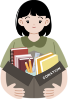 people doing charity volunteer holding donation box cartoon character png