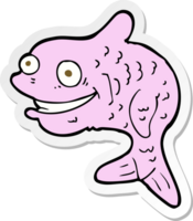 adesivo de um peixe feliz de desenho animado png