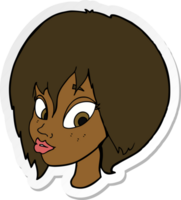 sticker of a cartoon pretty female face pouting png