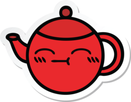 sticker of a cute cartoon teapot png