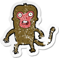 retro distressed sticker of a cartoon monkey png