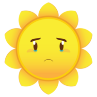 sun crying and scared face cartoon cute png