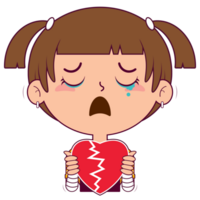 girl holding broken heart cartoon cute png