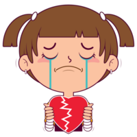 girl holding broken heart cartoon cute png