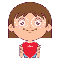 girl holding heart smile face cartoon cute png